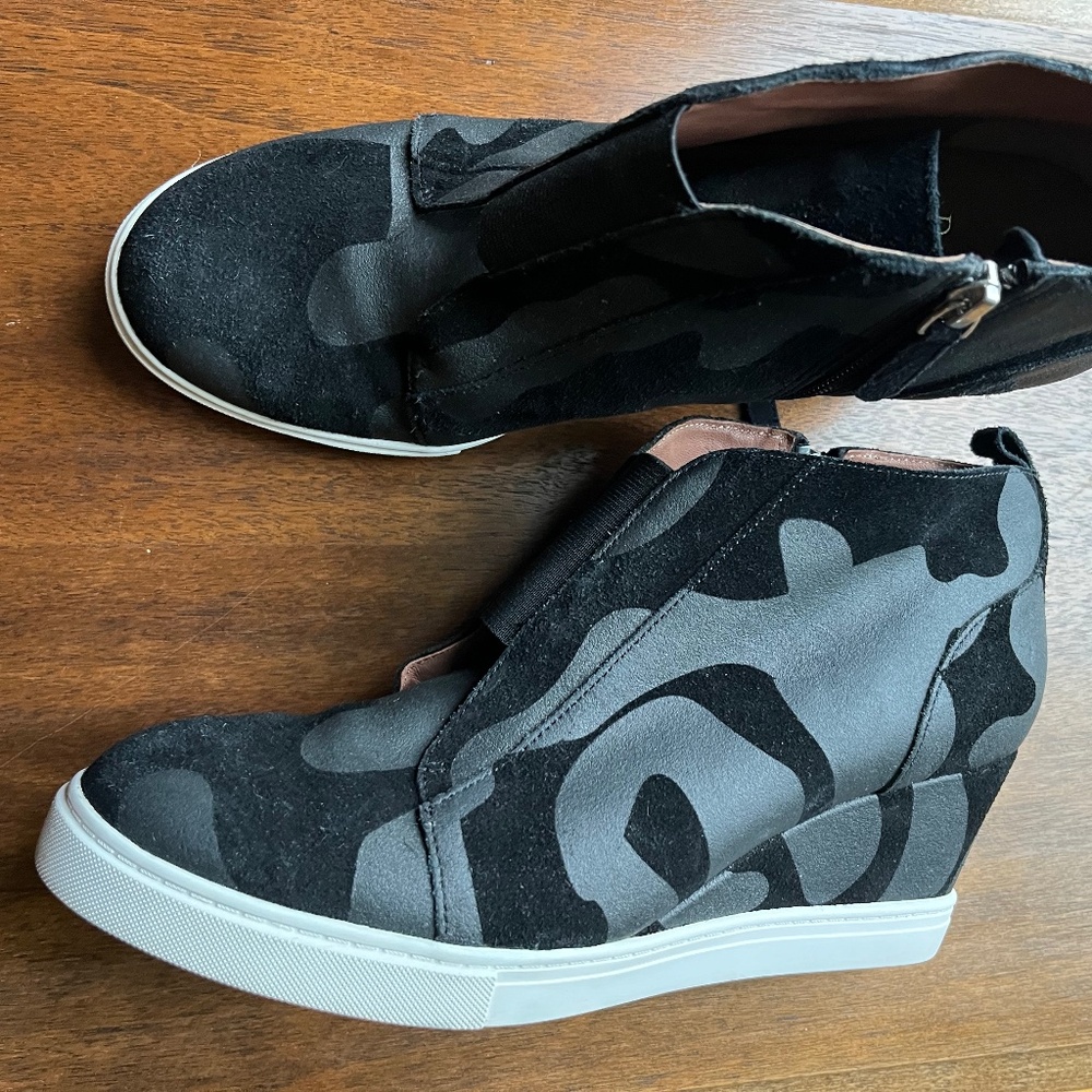 Suede Wedge Slip-On Sneaker Heels
